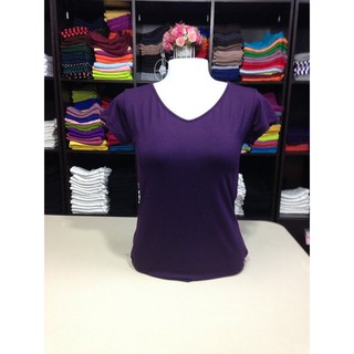 Chotyshop พร้อมส่ง เสื้อยืด size"L" สีม่วงเปลือมังคุด