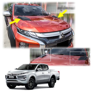 สกู๊ปหลอก สกู๊ปฝากระโปรง v.2 สีดำด้าน สำหรับ มิตซูบิชิ Mitsubishi L200 ไทรทัน Triton ปี 2019 2020