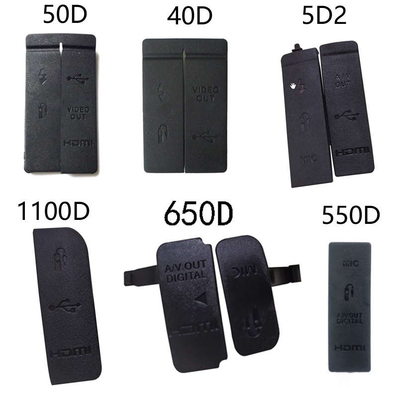 ฝาครอบด้านล่างประตูยาง USB HDMI สําหรับกล้อง Canon EOS 40D 50D 5D2 60D 70D 1100D 650D 550D 450D