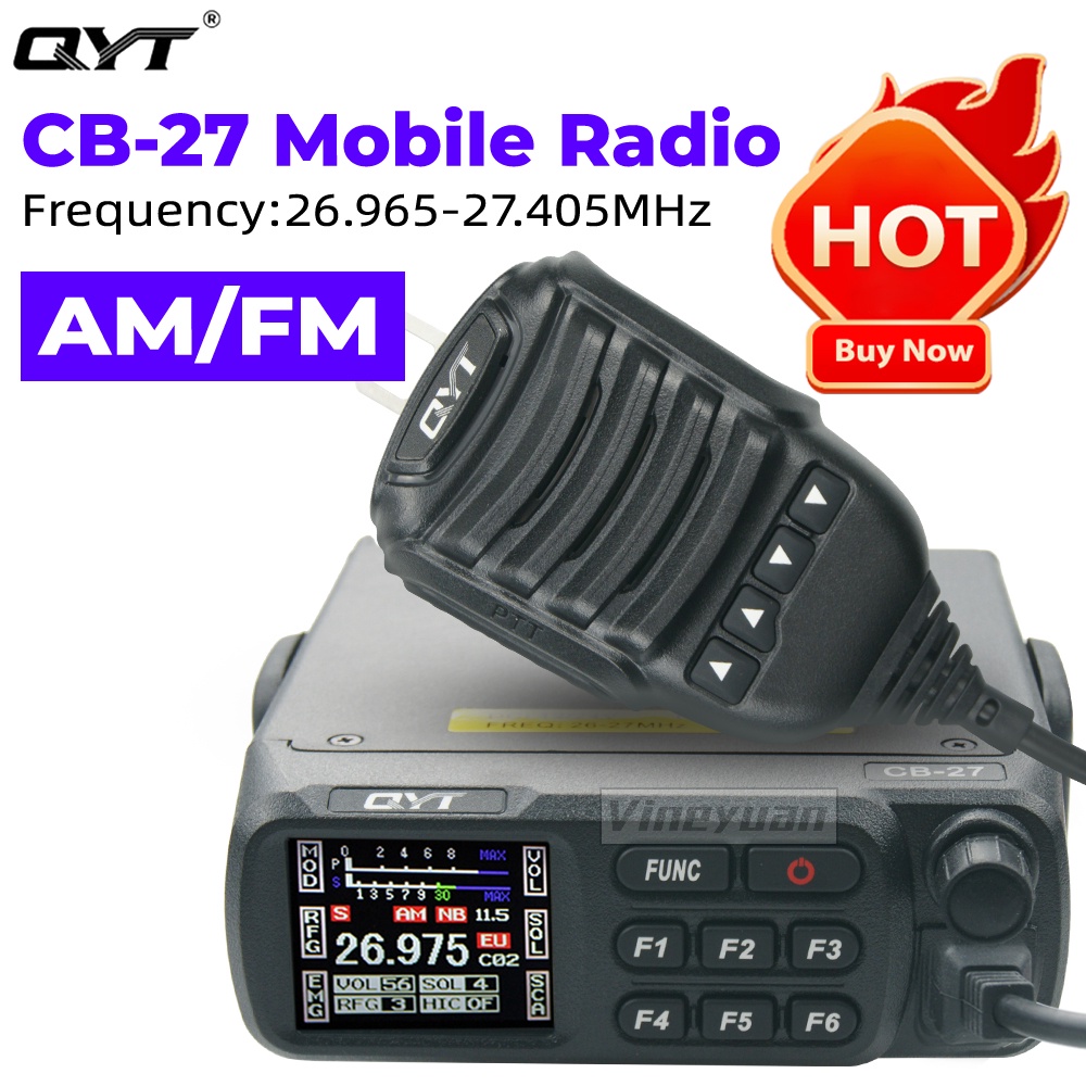 Qyt CB-27 CB วิทยุ 26.965-27.405 MHz AM / FM 12/24 V 4 วัตต์หน้าจอ LCD แบบสั้น