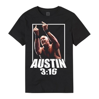 เสื้อยืดคอกลมcrew neckเสื้อยืด มวยปล้ำ Stone Cold Steve Austin "3:16 Photo" T-ShirtS-4XL