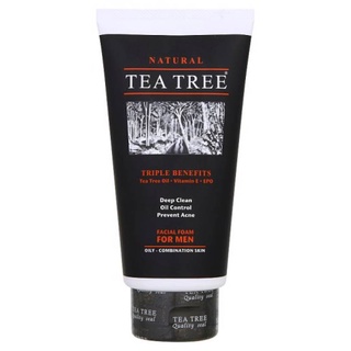 natural tea tree facial foam for men 140g.