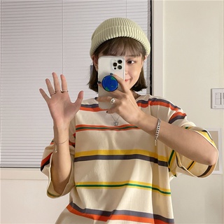เสื้อยืดแขนสั้น ลายทาง โอเวอร์ไซซ์ สําหรับผู้หญิง