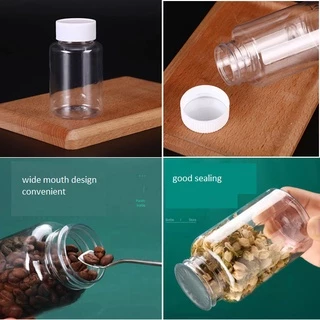 100pcs 15ml ~ 300ml ปากกว้างขวดยาพลาสติก Leakproof Clear PET Subpacking ขวดสําหรับผงแคปซูลตัวอย่าง Vial