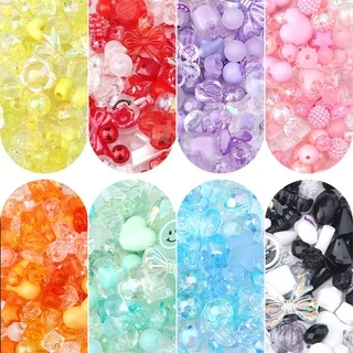 ลูกปัดพลาสติกอะครีลิคแบบสุ่มผสม 30g สำหรับ DIY งานเครื่องประดับทำสร้อยคอ สร้อยข้อมือ และพวงกุญแจ