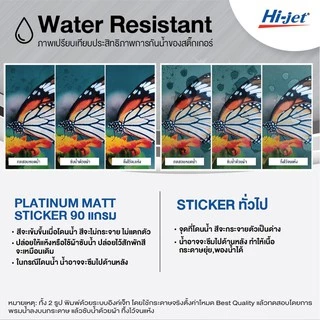 Hi-jet สติกเกอร์ผิวด้าน Inkjet Platinum Matt Sticker 90 แกรม A4 10 แผ่น
