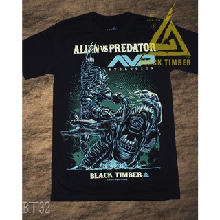 BT 32 AVP Alien VS Predator เสื้อยืด สกรีนลายอย่างดี ไม่หลุดร่อน ผ้าหนานุ่ม ไม่หดไม่ย้วย Black Timber S M L XL XXL