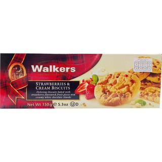 Walkers Straberry &amp; Cream Biscuit 150g วอล์คเกอร์สตราเบอร์รี่แอนด์ครีมบิสกิต 150 กรัม