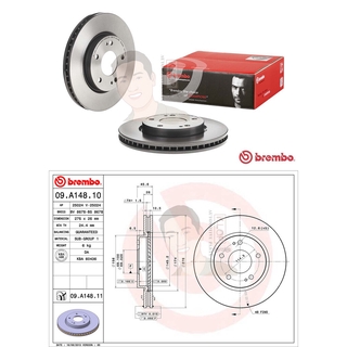 09 A148 11 จานเบรค ล้อ F (ยี่ห้อ BREMBO) รุ่น UV MITSUBISHI Lancer EX 1.8 ปี2010-&gt;