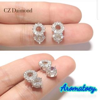 ต่างหูเพชรปาเกต์ใส CZ Cubic Zirconia ขนาดเล็กน่ารัก ใส่ติดหูวันทำงาน ไม่ลอกไม่ดำ มอบของขวัญได้ค่ะ