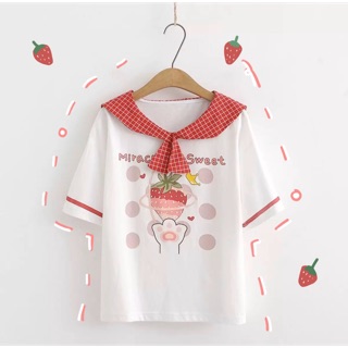 🍓เสื้อยืดสุดน่ารักสไตล์ญี่ปุ่น🍓 สีสดใสใส่สบาย