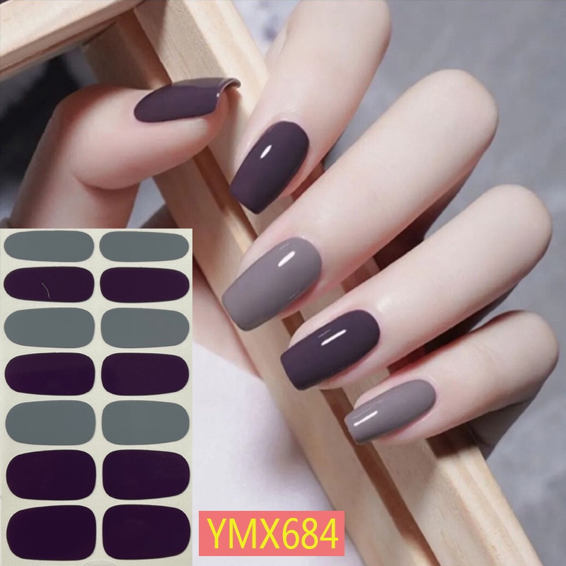สติกเกอร์ สีพื้น กันน้ํา แบบเรียบง่าย สําหรับตกแต่งเล็บ Ymx677-692