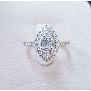 แหวนบาเก็ตทรงมาคลี เพชร Round Brilliant+Baguette 33/0.35 ct.