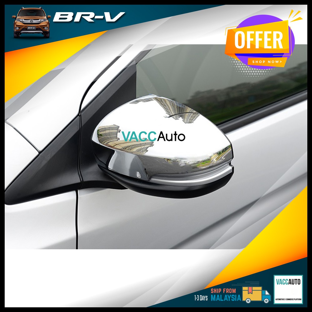 Honda BR-V กระจกมองข้าง Chrome Cover กระจกมองหลังด้านข้าง Wing Cover Trim สําหรับ BRV 1st Gen (2016-