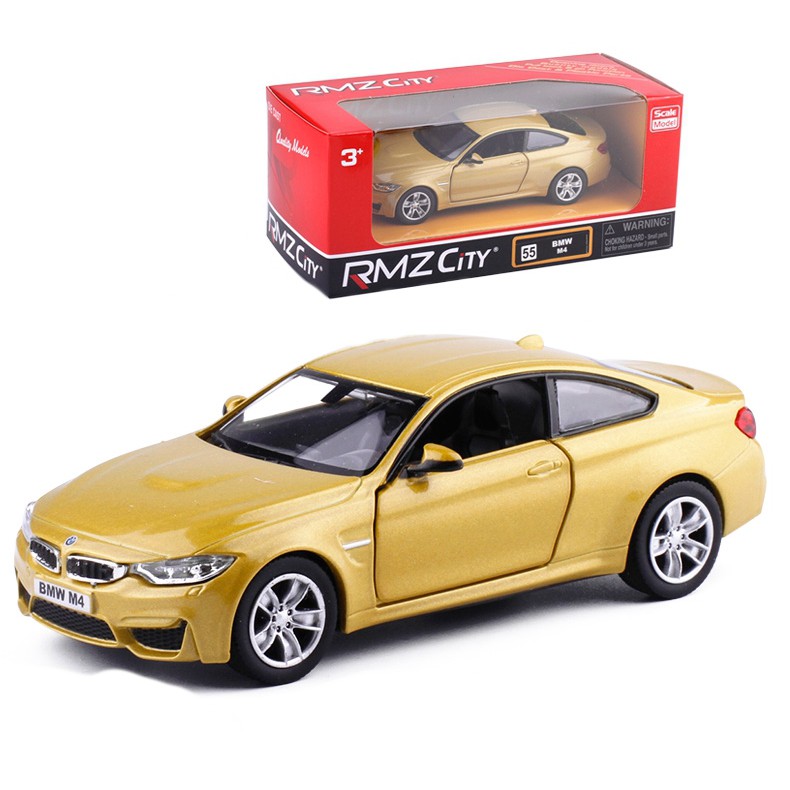 โมเดลรถเหล็ก(ใหม่)(วิ่งได้) บีเอ็มดับบลิว M4 สีเหลืองทอง RMZ City BMW M4 , Gold
