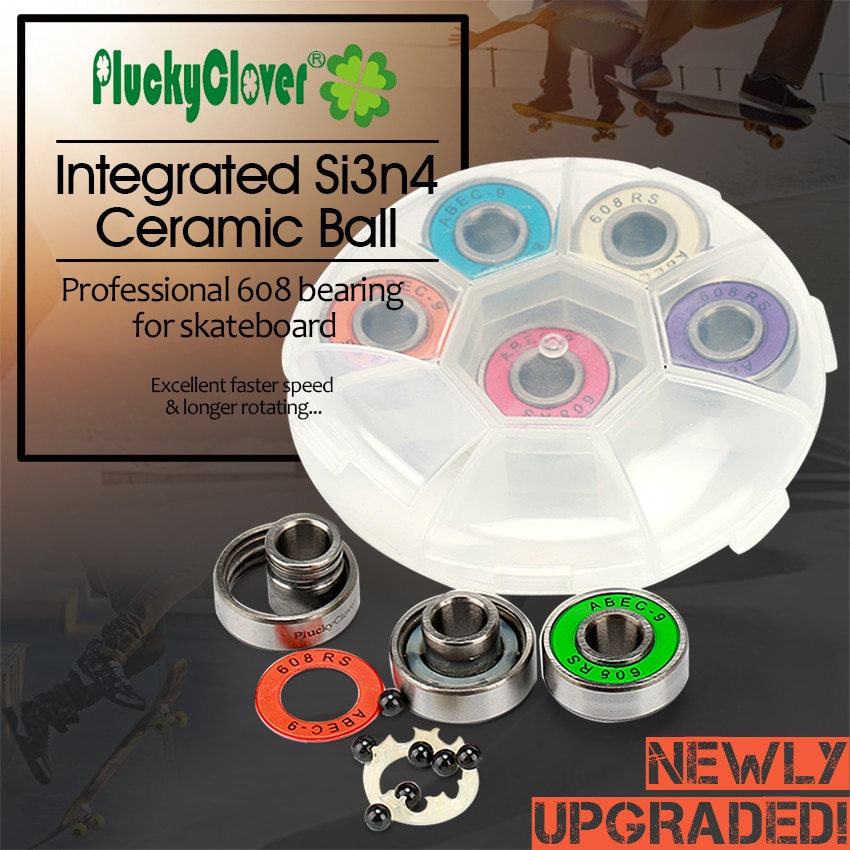 Black Ceramic ball Skateboard Bearing 608 Integrated Spacer