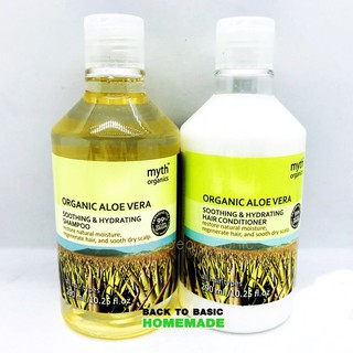 Myth,แชมพูและครีมนวดผมว่านหางจระเข้ ออร์แกนิก 290ml. Organic Aloevera shampoo&amp;Hair conditioner