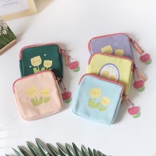 กระเป๋าผ้าทิวลิปใส่เหรียญ หรือสิ่งของต่างๆสำหรับพกพา มี 5 สี มีซิป