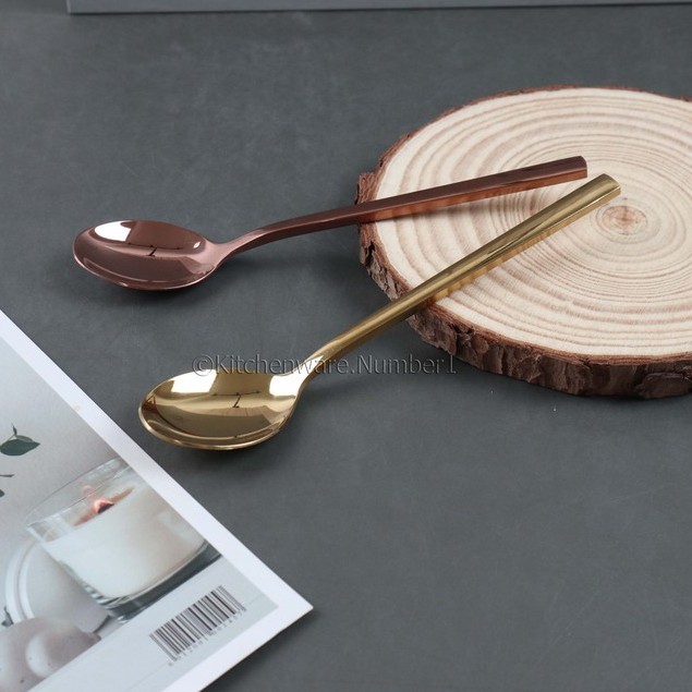 KITCHENWARE_NUMBER1 ช้อนทานขนมหวานสีทองงานพรีเมี่ยม USA สแตนเลส