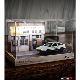 1:32 Initial D Fujiwara Tofu Shop Street View ของเล่นที่จอดรถ ฉากโรงรถ จอแสดงผล พร้อมฝาครอบกันฝุ่น อะคริลิค เบา