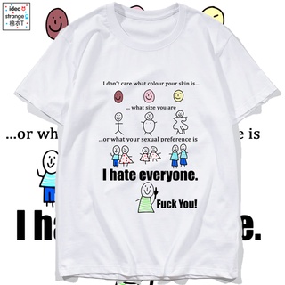 คอลูกเรือพร้อมส่ง เสื้อยืดแขนสั้น พิมพ์ลายการ์ตูนอนิเมะ Decent Human Being Hates Everyone สําหรับผู้ชาย และผู้หญิงS-5XL