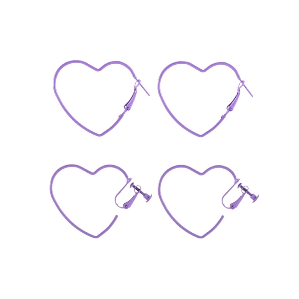 [COD] Purple Heart Shape  Earstuds Earclip Korea New Fashion Simple Party Accessory Jewelry #7