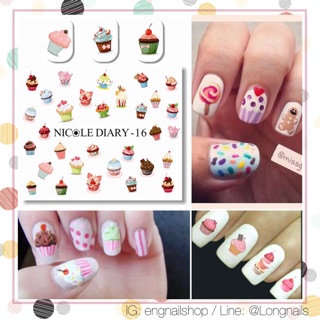 Sticker สติ๊กเกอร์เล็บ แบบใช้น้ำ คัพเค้ก opi essie zoya