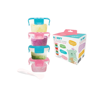 ชุดเก็บอาหารฝาล็อคพร้อมช้อน ขนาด5ออนซ์ Nanny Baby Food Container Set+Spoon