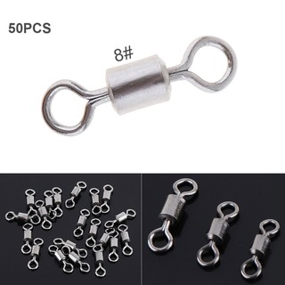 50pcs 8# 8 Shape Barrel Ball Bearing Fishing Swivel