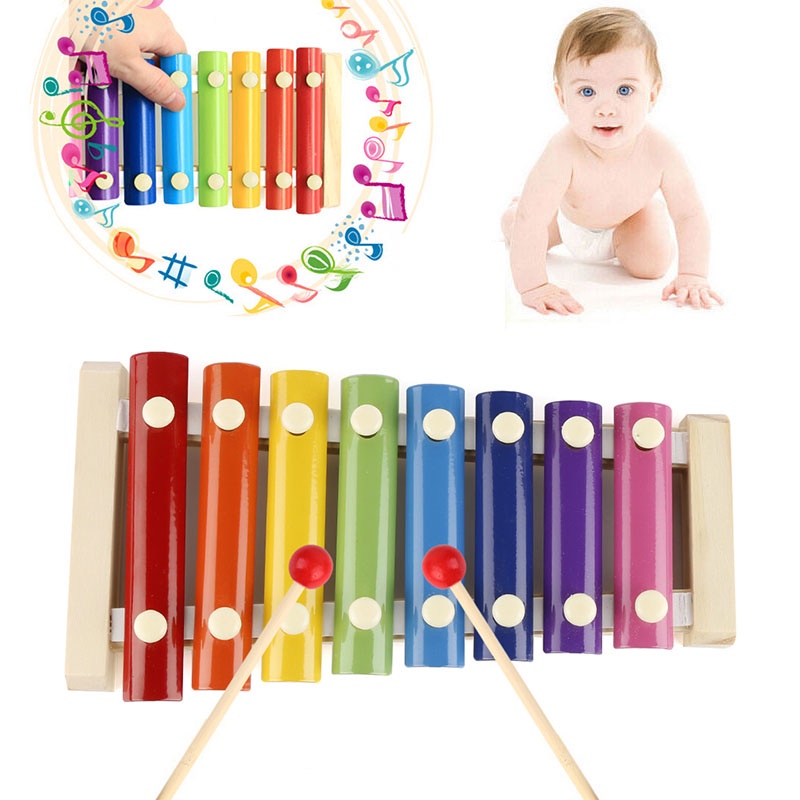 Kunni Toddlers and Babies Eight-Tone Xylophone Toy Piano 8-Month-Old Baby Educational Music Toy 1-2-
