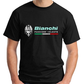 เสื้อยืดวินเทจเสื้อยืดผ้าฝ้าย 100% พิมพ์ลายโลโก้จักรยาน Bianchi Pione Celeste สีดํา ของขวัญวันเกิด สําหรับผู้ชายS-5XL