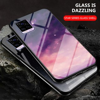 กรณี Vivo V20 ฝาครอบกรณี Gradient Starry Glass Casing Vivo V20 VivoV20 เคสโทรศัพท์ Back Cover