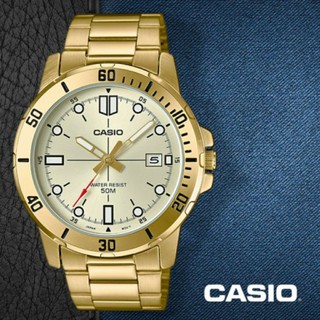 Casio รุ่น MTP-VD01G-9EV นาฬิกาผู้ชายสายแสตนเลสสีทอง