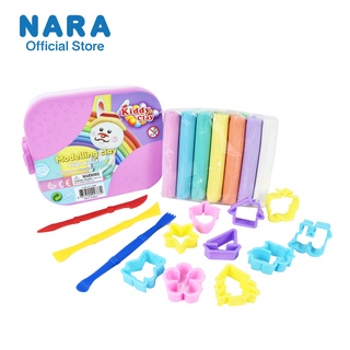 NARA Modelling Clay ดินน้ำมันไร้สารพิษ ชุด Box set พร้อมอุปกรณ์และแม่พิมพ์ (สีพาสเพล) *สีกล่องไม่สามารถเลือกได้