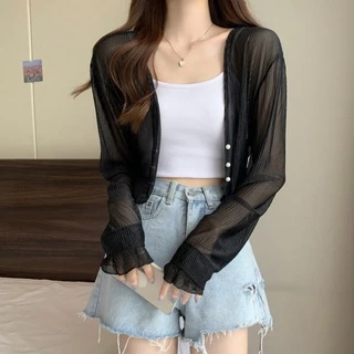 L.A Shop พร้อมส่ง เสื้อคลุม คาร์ดิแกนซีทรู บางเบาสีพาสเทลน่ารัก "8K66" -C