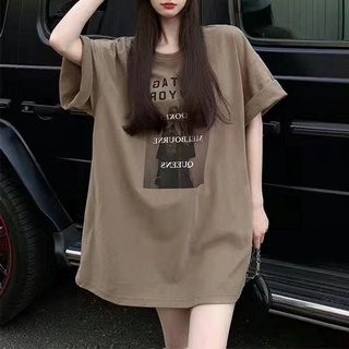 【 40-120kgfat sister】เสื้อยืดแขนสั้น ทรงหลวม สไตล์เกาหลีตะวันตก 200jin【ไซซ์ M-5xl ขนาดใหญ่ สําหรับผู้หญิง