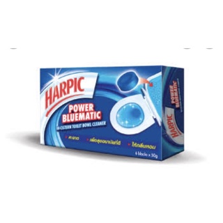 Harpic power bluemetic in-cistern toilet bowl cleaner 50g*6 ฮาร์ปิก ก้อนทำความสะอาดโถชักโครก ก้อนใส่ชักโครก