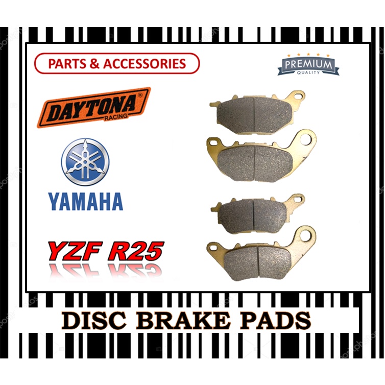 ชุดผ้าเบรค YAMAHA YZF R25 FR0NT & ด้านหลัง DAYTONA TYPE GOLD