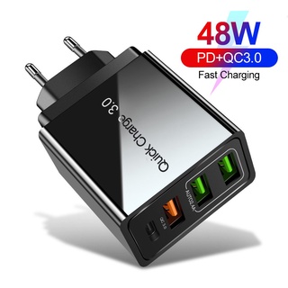 Elough หัวชาร์จโทรศัพท์มือถือ 3.0 QC PD 48W USB Type C ชาร์จเร็ว Android USB-C PD