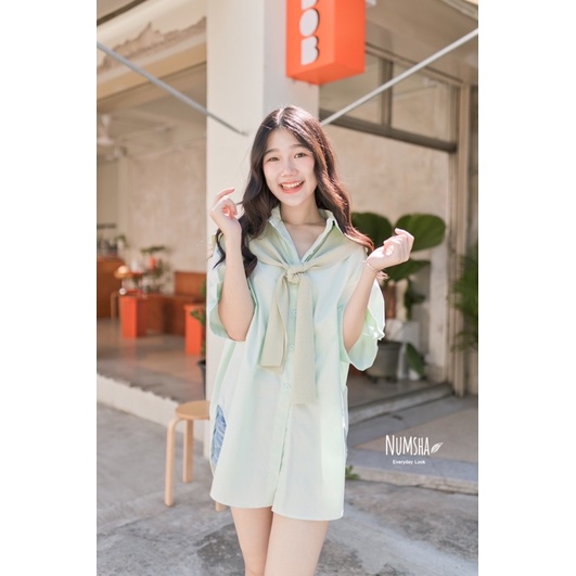 Numsha Brand เสื้อคอวีโบว์แขน NB22043 - numsha_brand - ThaiPick