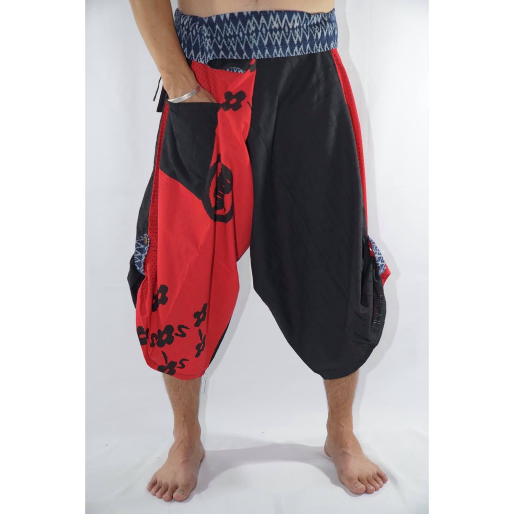 Samurai Pants กางเกงซามูไรเอวมัดลายญี่ปุ่นแดง