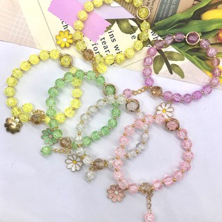 พร้อมส่ง กำไลข้อมือคริสตัล จี้รูปดอกเดซี่ สไตล์เกาหลี สำหรับผู้หญิง