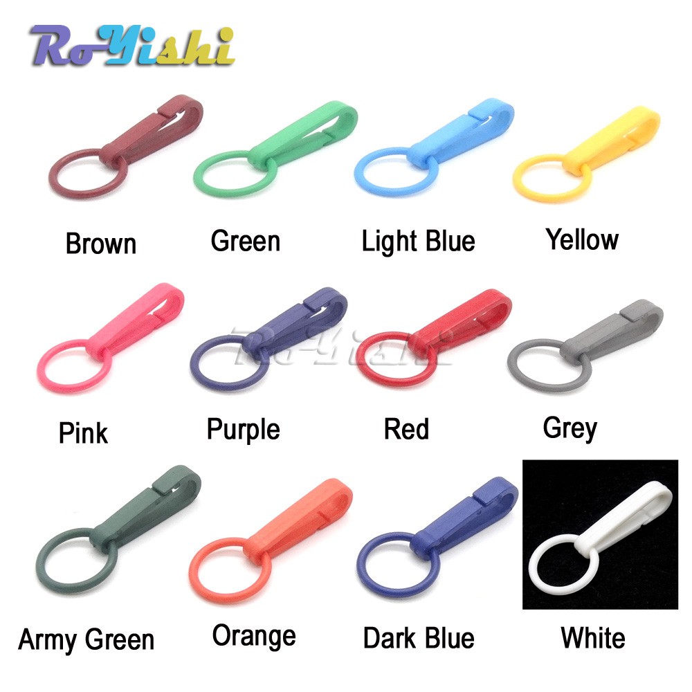 12ชิ้น/แพ็คที่มีสีสันถุงมือตะขอหัวเข็มขัดพลาสติกตะขอสแน็ปด้วย โอ-แหวน ใช้สําหรับม่านอาบน้ํา