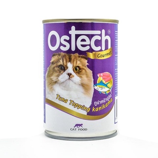 ostech อาหารกระป๋องแมวออสเทค กัวเม่ รสทูน่าหน้าปูอัด 400 g.