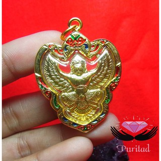 045 พญาครุฑใส่กรอบขอบชุปทองไมคร่อนลงยาสามสี