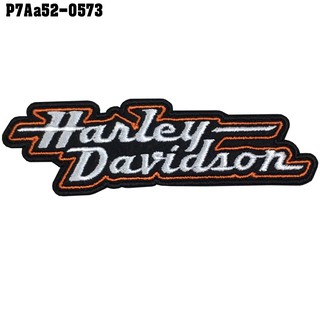 อาร์มติดเสื้อ HARLEY ตัวอักษรส้มขาว อาร์มฮาเล่ย์ อาร์มติดเสื้อฮาเลย์ สีส้มขาว สินค้าผลิตในประเทศไทย พร้อมส่ง!!