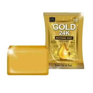 สบู่ทองคำลดฝ้า Vivi Gold 24K Whitening Soap 80 g. วีวี่ สบู่ทองคำ