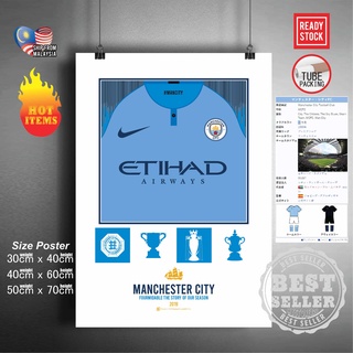 สติกเกอร์โปสเตอร์ติดผนัง ลายฟุตบอล Manchester City สําหรับตกแต่งบ้าน