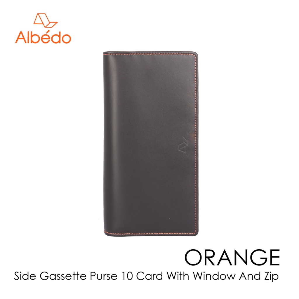 [Albedo] ORANGE SIDE GASSETTE PURSE 10 CARD WITH WINDOW AND ZIP กระเป๋าสตางค์/กระเป๋าใส่บัตร รุ่น ORANGE - OR03999