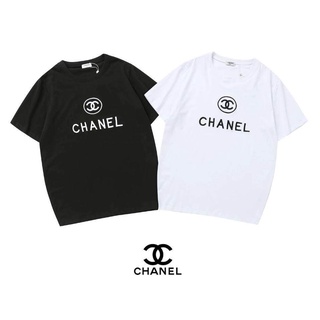 HACHI  เสื้อยืด เสื้อยืดchanel สีดำ / สีขาว แขนสั้น คอกลม Size : M (เสื้อ-mดำ) เนื้อผ้านิ่ม ใส่สบาย T-shirt